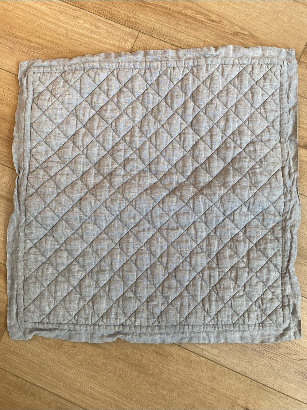 Pottery Barn Belgian Flax Linen Diamond Quilted Euro Sham Flagstone Grey